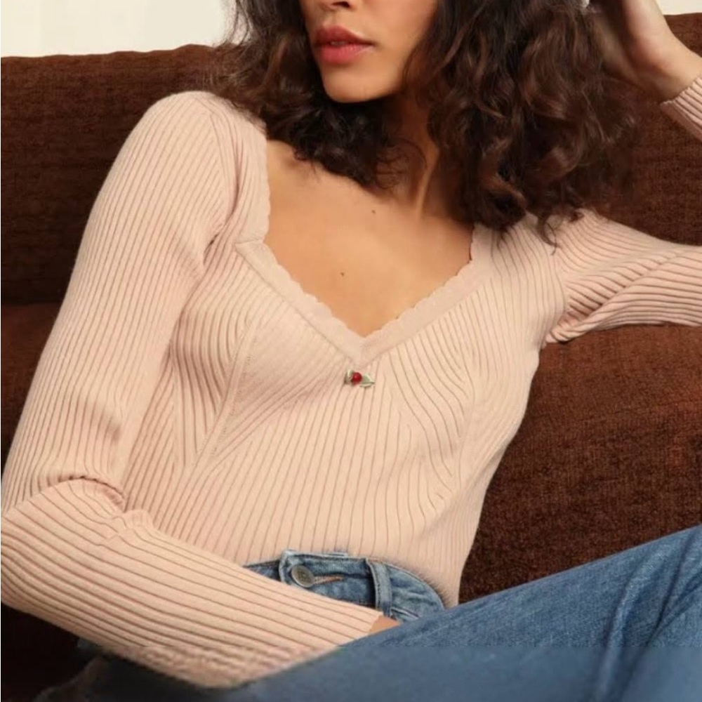 Rouje Light Pink Stretchy Sweater Size 38